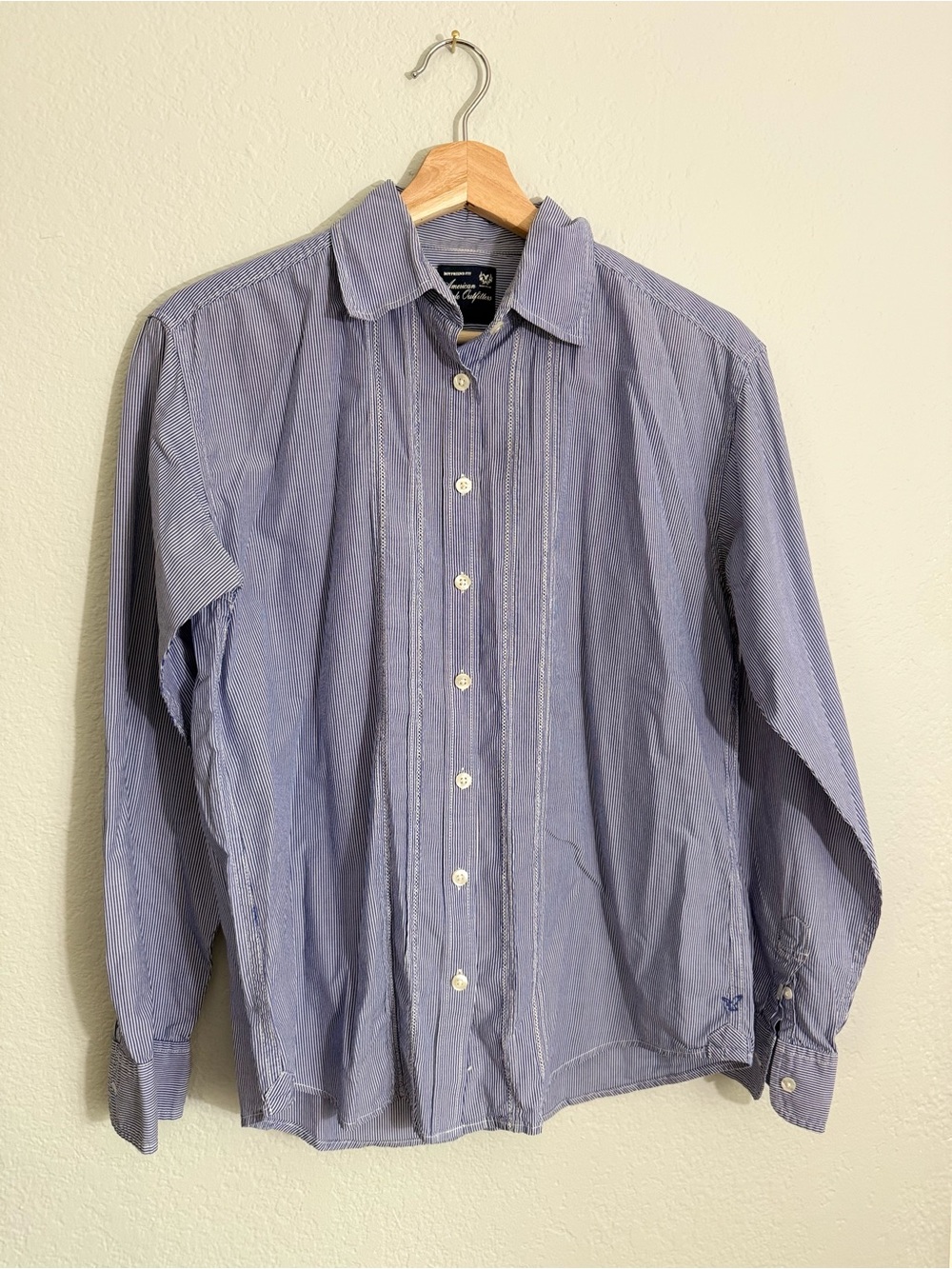 American Eagle Outfitters Blue Striped Women's Button-Down Shirt